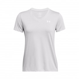 Under Armour Tech Twist V-Neck Training Γυναικεια Μπλουζα Λευκο Γκρι