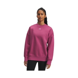 Under Armour Rival Fleece OS Crew Neck Γυναικεια Μπλουζα Σκουρο Ροζ