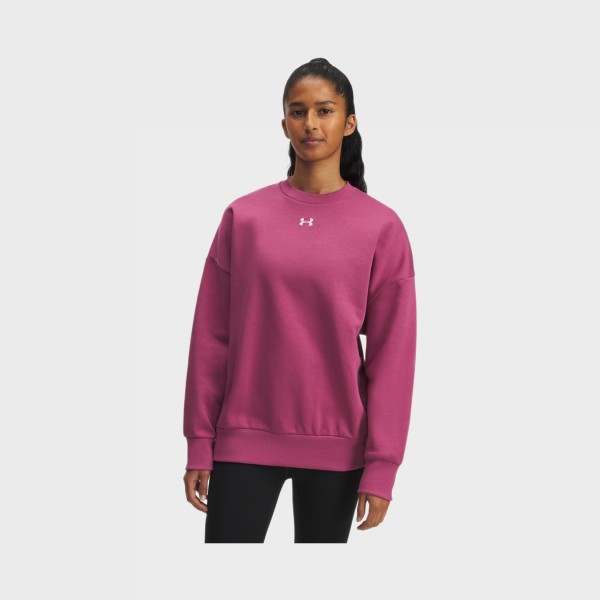 Under Armour Rival Fleece OS Crew Neck Γυναικεια Μπλουζα Σκουρο Ροζ