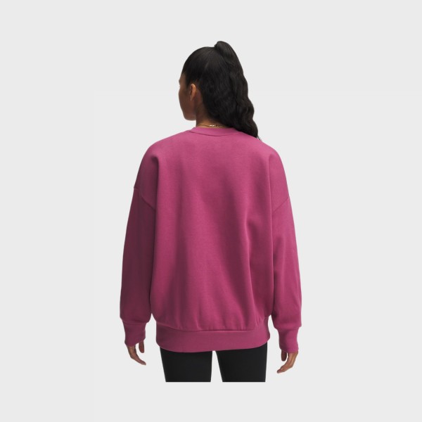Under Armour Rival Fleece OS Crew Neck Γυναικεια Μπλουζα Σκουρο Ροζ