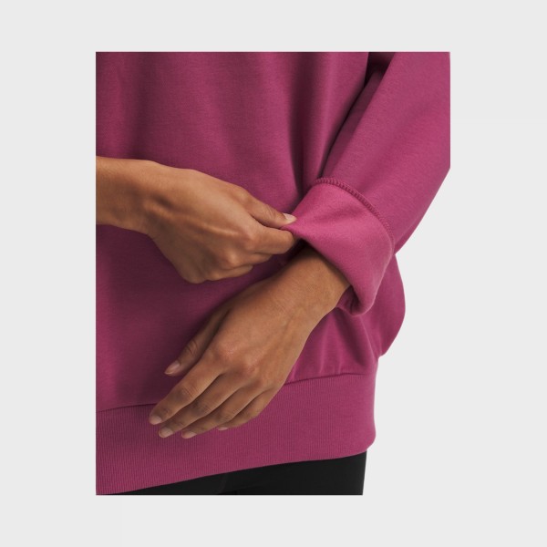 Under Armour Rival Fleece OS Crew Neck Γυναικεια Μπλουζα Σκουρο Ροζ
