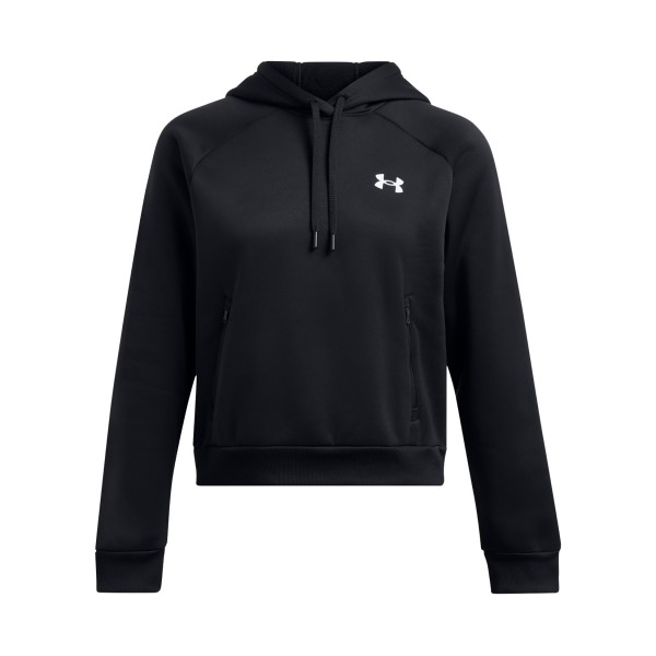 Under Armour Fleece Pro Hooded Small Logo Loose Γυναικεια Μπλουζα Μαυρη