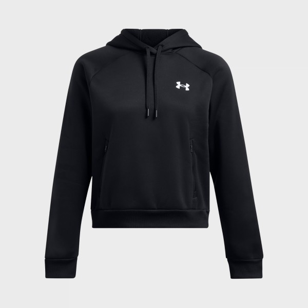 Under Armour Fleece Pro Hooded Small Logo Loose Γυναικεια Μπλουζα Μαυρη