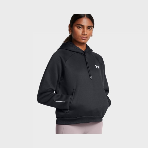 Under Armour Fleece Pro Hooded Small Logo Loose Γυναικεια Μπλουζα Μαυρη