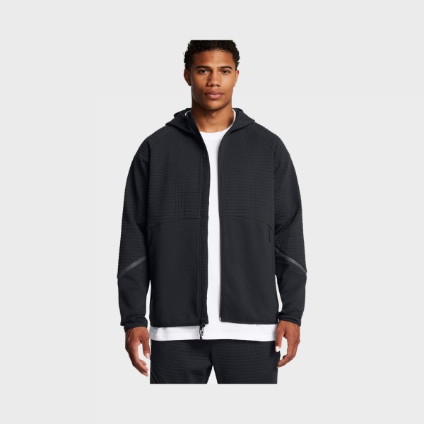 Under Armour Unstoppable Fleece Textured FZ Hooded Ανδρικη Ζακετα Μαυρη