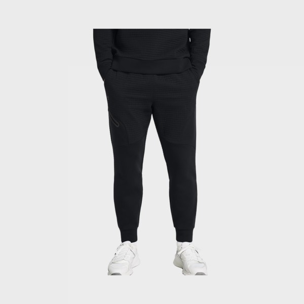 Under Armour Unstoppable Fleece Texture Grid Ανδρικο Παντελονι Μαυρο