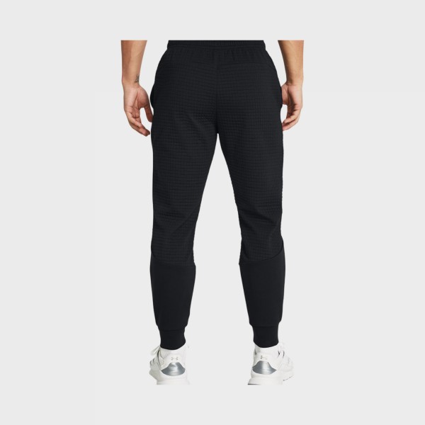 Under Armour Unstoppable Fleece Texture Grid Ανδρικο Παντελονι Μαυρο