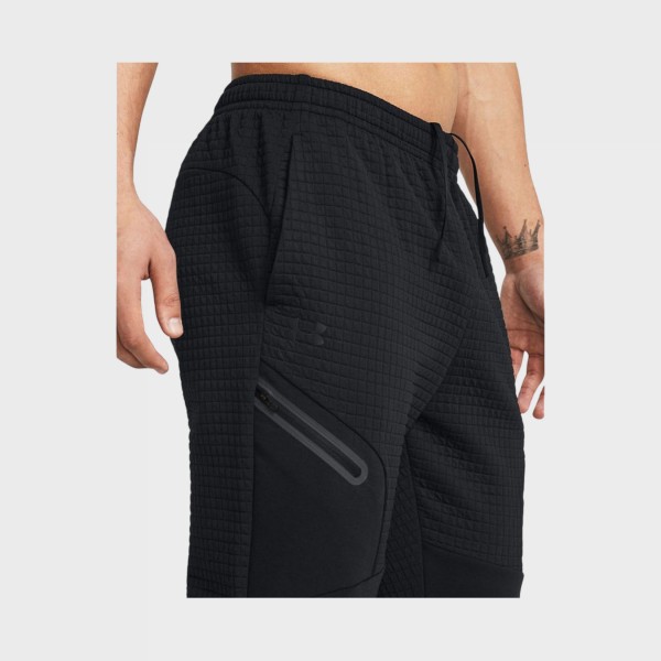 Under Armour Unstoppable Fleece Texture Grid Ανδρικο Παντελονι Μαυρο