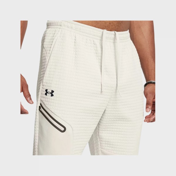 Under Armour Unstoppable Fleece Texture Grid Ανδρικο Παντελονι Ιβουαρ