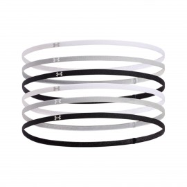 Under Armour Mini Elastic 6 Τεμαχια Γυναικεια Περιμετωπια Λευκο - Μαυρο