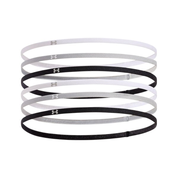 Under Armour Mini Elastic 6 Τεμαχια Γυναικεια Περιμετωπια Λευκο - Μαυρο