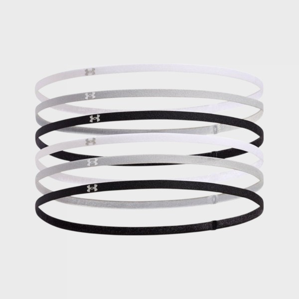 Under Armour Mini Elastic 6 Τεμαχια Γυναικεια Περιμετωπια Λευκο - Μαυρο