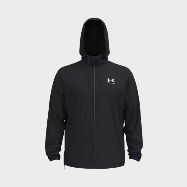 Under Armour Rival Woven Windbraker Hooded Ανδρικο Αντιανεμικο Μαυρο