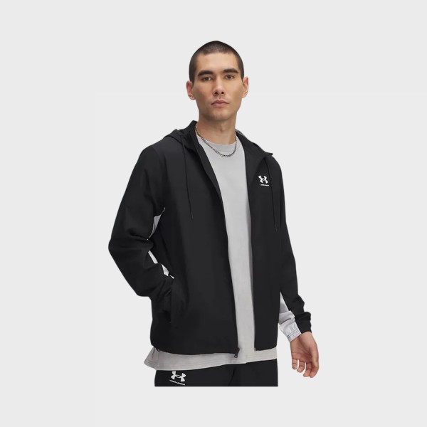 Under Armour Rival Woven Windbraker Hooded Ανδρικο Αντιανεμικο Μαυρο