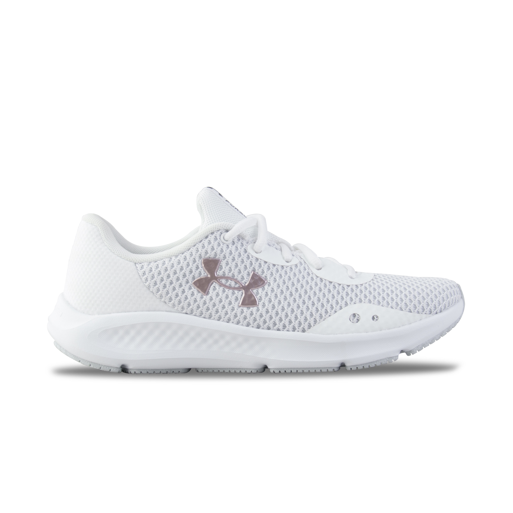 Under Armour Metallic Charged Pursuit 3 Γυναικειο Παπουτσι Λευκο