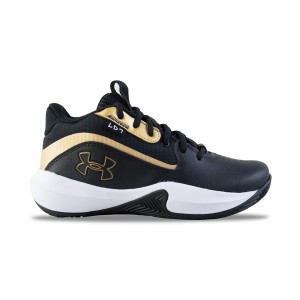 Under Armour GS LockDown 7 Mid Basketball Εφηβικο Παπουτσι Μαυρο - Χρυσο