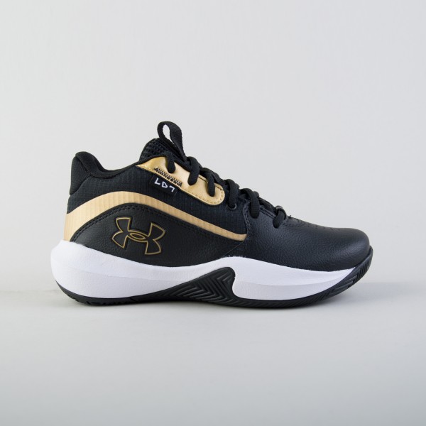 Under Armour GS LockDown 7 Mid Basketball Εφηβικο Παπουτσι Μαυρο - Χρυσο