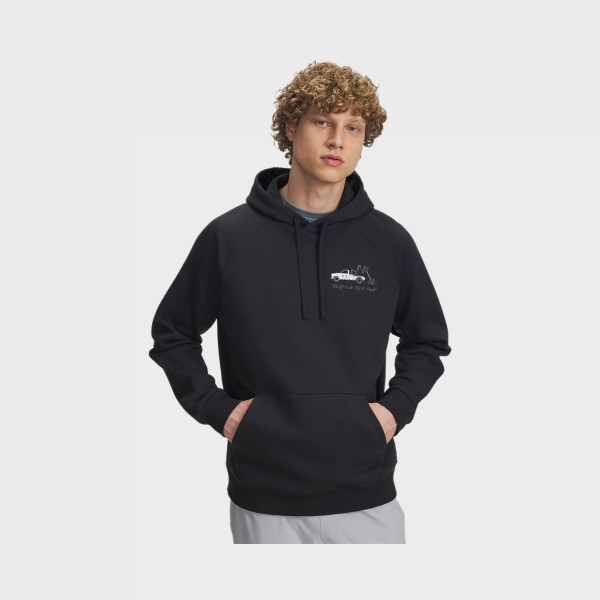 Under Armour Rival Fleece HBR Graphic Back Hooded Ανδρικη Φουτερ Μαυρη