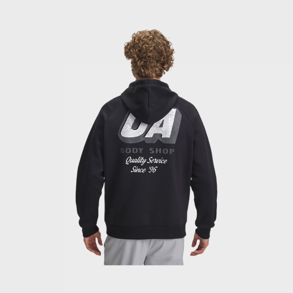 Under Armour Rival Fleece HBR Graphic Back Hooded Ανδρικη Φουτερ Μαυρη