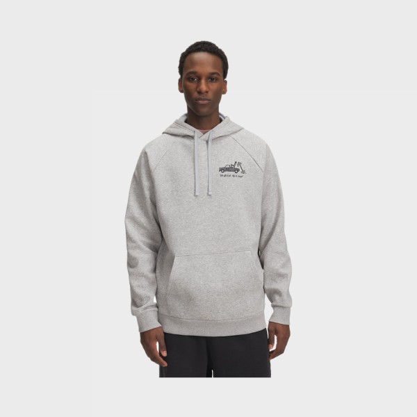 Under Armour Rival Fleece HBR Graphic Back Hooded Ανδρικη Φουτερ Γκρι