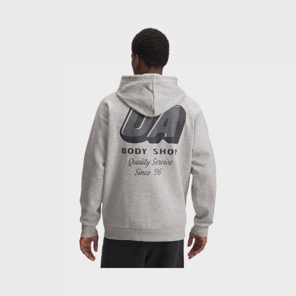 Under Armour Rival Fleece HBR Graphic Back Hooded Ανδρικη Φουτερ Γκρι