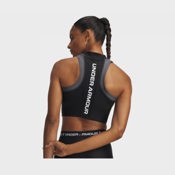 Under Armour Heat Gear Rib Back Αμανικη Γυναικεια Μπλουζα Μαυρη