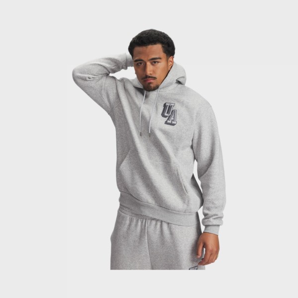 Under Armour Icon Fleece Graphic Logo Hooded Ανδρικη Φουτερ Γκρι