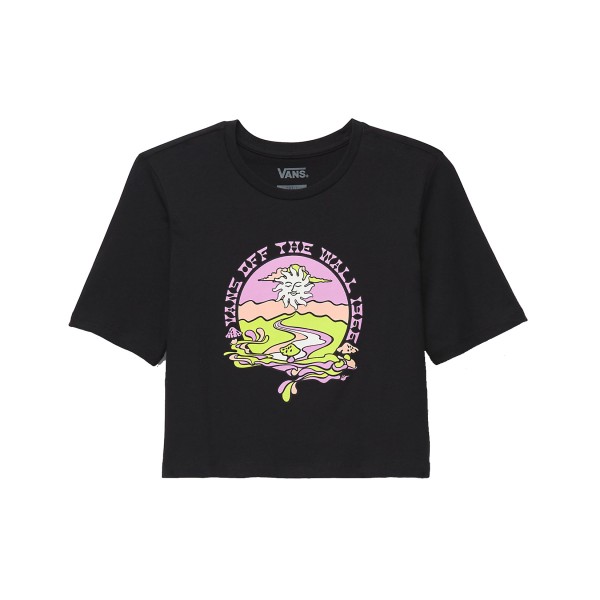 Vans Resort Mix Graphic Crop Γυναικεια Μπλουζα Μαυρη