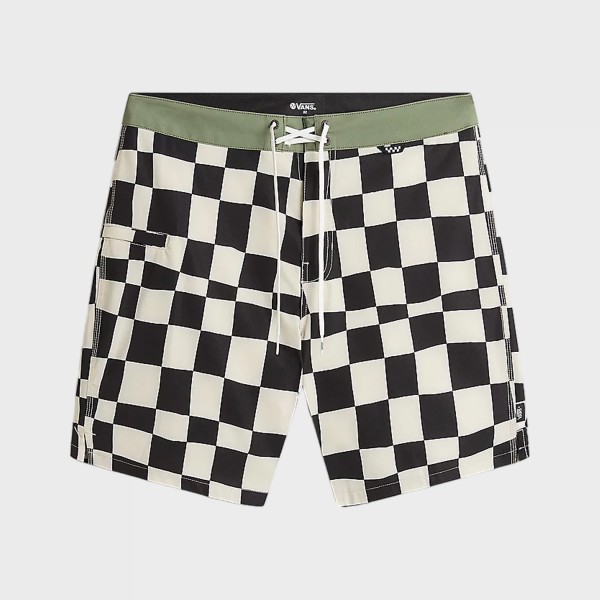 Vans The Daily Check 42.3 cm Boardshorts Ανδρικο Μαγιο Μαυρο - Ιβουαρ