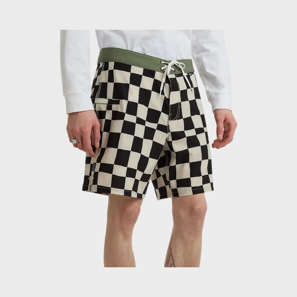 Vans The Daily Check 42.3 cm Boardshorts Ανδρικο Μαγιο Μαυρο - Ιβουαρ