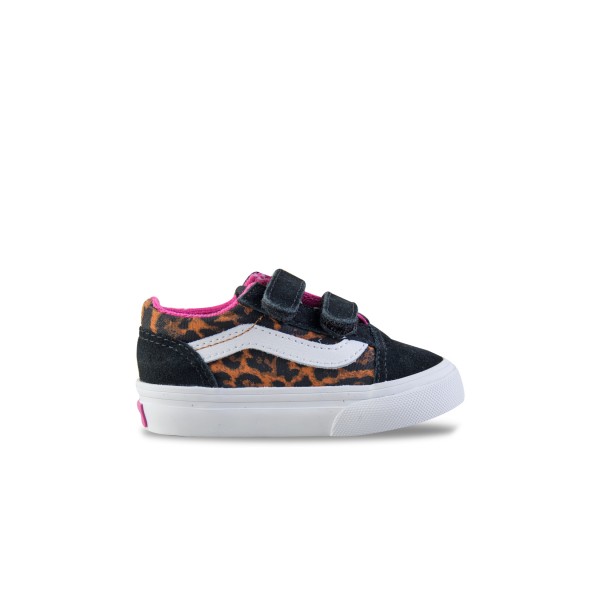 Vans Off The Wall Old Skool SideStripe Leopard Βρεφικο Παπουτσι Μαυρο