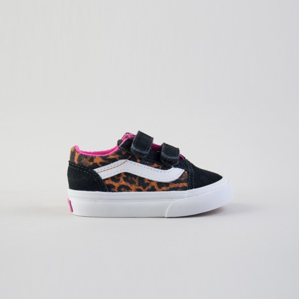 Vans Off The Wall Old Skool SideStripe Leopard Βρεφικο Παπουτσι Μαυρο