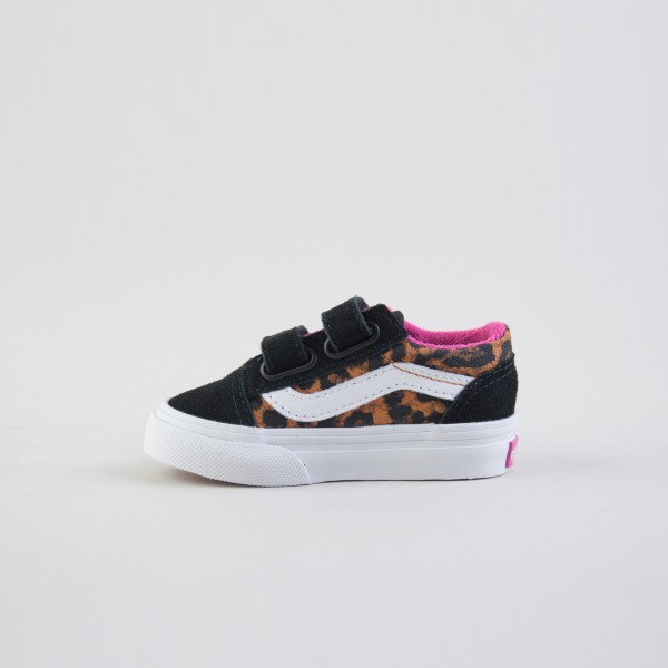 Vans Off The Wall Old Skool SideStripe Leopard Βρεφικο Παπουτσι Μαυρο