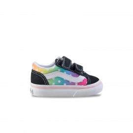 Vans Old Skool V Velcro Glow Rainbow Βρεφικο Παπουτσι Μαυρο - Πολυχρωμο