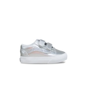 Vans Off The Wall Old Skool V Luna Shine Βρεφικο Παπουτσι Ασημι