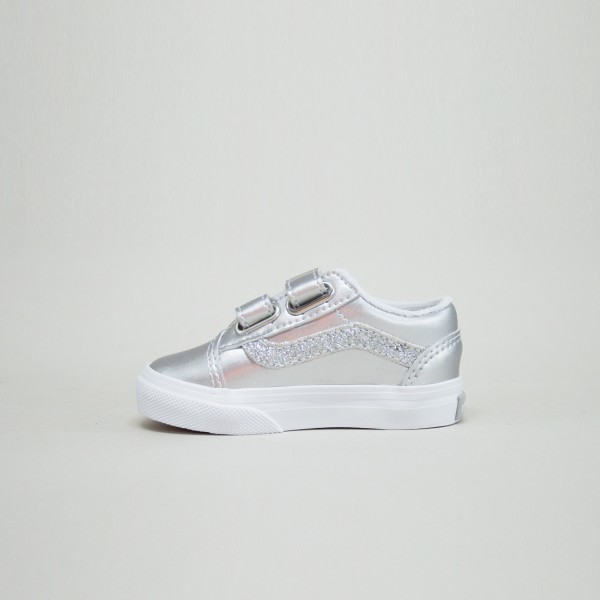 Vans Off The Wall Old Skool V Luna Shine Βρεφικο Παπουτσι Ασημι