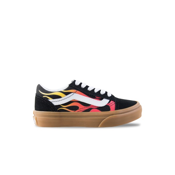 Vans Off The Wall Old Skool Flames Side Παιδικο Παπουτσι Μαυρο