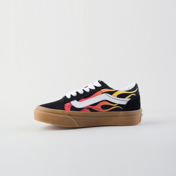 Vans Off The Wall Old Skool Flames Side Παιδικο Παπουτσι Μαυρο