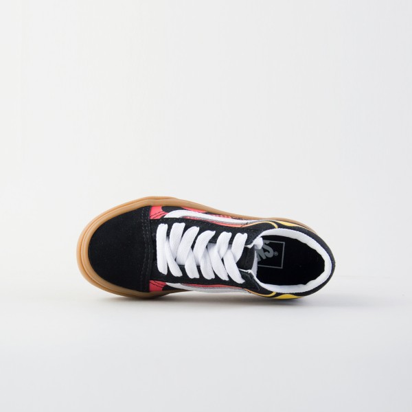 Vans Off The Wall Old Skool Flames Side Παιδικο Παπουτσι Μαυρο