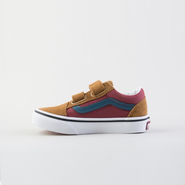 Vans Off The Wall Old Skool V Hook N Loop Παιδικο Παπουτσι Καφε