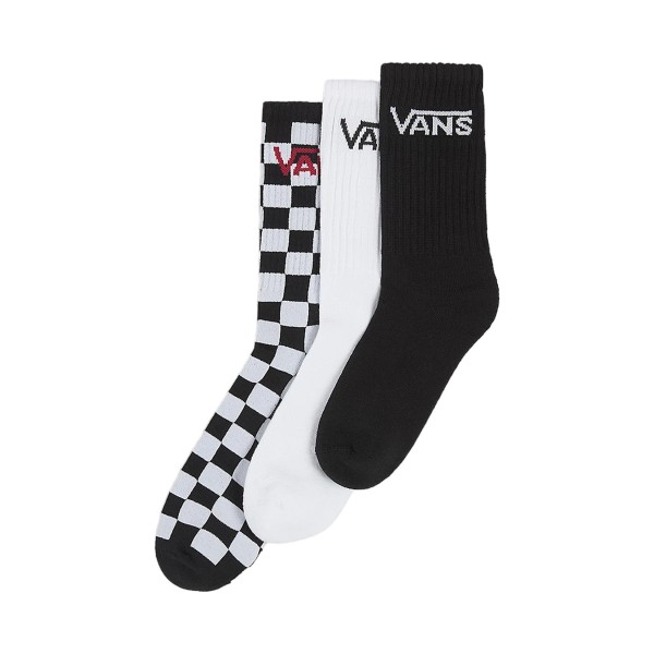 Vans Off The Wall Classic Crew 3 Pairs Unisex Καλτσες Λευκο - Μαυρο