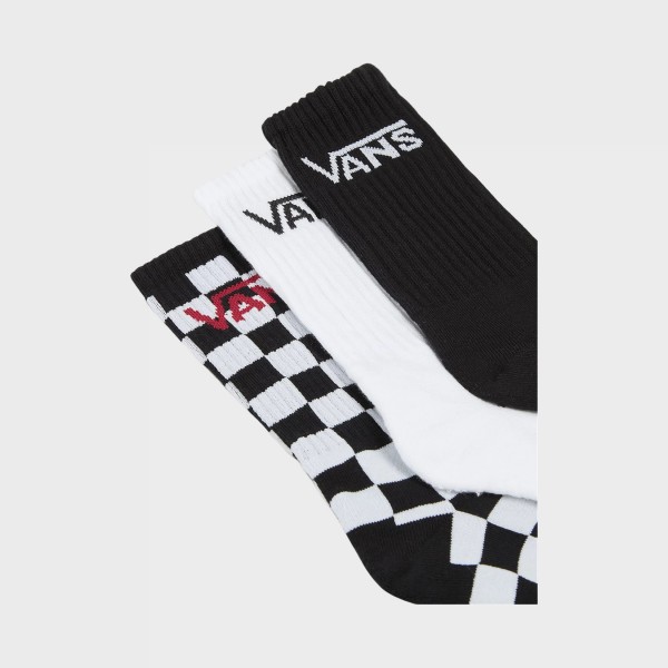 Vans Off The Wall Classic Crew 3 Pairs Unisex Καλτσες Λευκο - Μαυρο