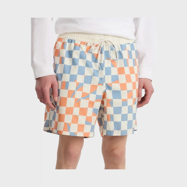 Vans Primary Checkboard Elastic Boardshorts Ανδρικο Μαγιο Σιελ - Μπεζ