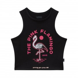 Vans Off The Wall Pink Flaminghost Fitted Crop Γυναικεια Μπλουζα Μαυρη