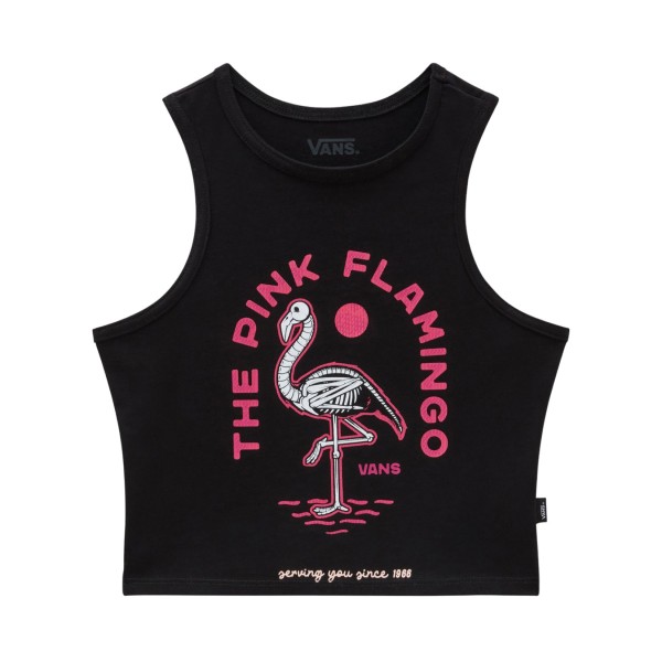 Vans Off The Wall Pink Flaminghost Fitted Crop Γυναικεια Μπλουζα Μαυρη