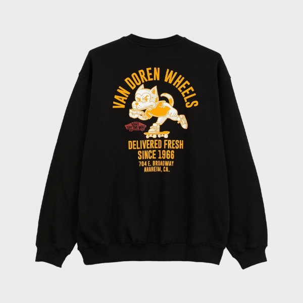 Vans Skated GFX Loose Crew Neck Doren Wheel Graphics Ανδρικη Φουτερ Μαυρη