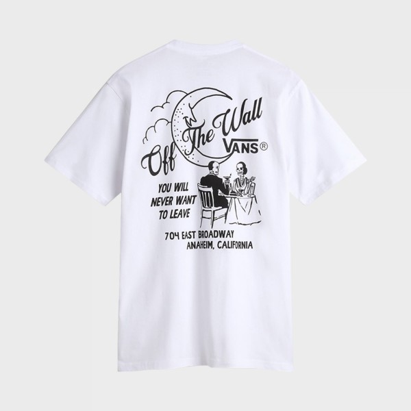 Vans Off The Wall Fine Dining Garaphic Back Ανδρικη Μπλουζα Λευκη