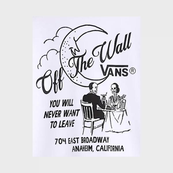 Vans Off The Wall Fine Dining Garaphic Back Ανδρικη Μπλουζα Λευκη
