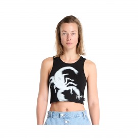 Vans Off The Wall Venom Fitted Crop Tank Γυναικεια Αμανικη Μπλουζα Μαυρη