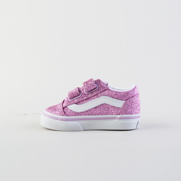 Vans Classics Old Skool Glitter Velcro Βρεφικο Παπουτσι Ροζ